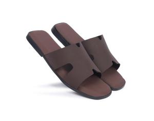 Sandales décontractées marron pour hommes à lanières larges, bout ouvert, à enfiler, pour l'été et la plage - Product Image 3