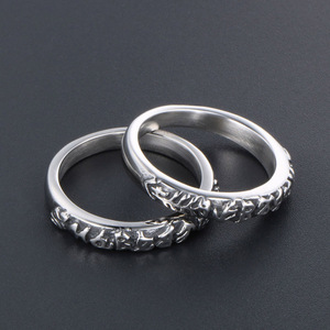 Vintage Women's <b>Ring</b> <b>Thin</b> Titanium Steel Letter Design Tibetan Style SA916 Gift Jewelry - Product Image 4