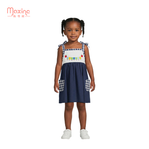 Vestido de Algodón Orgánico para Niñas con Bolsillo y Bordado de Regreso a la Escuela, Último Estilo, Ropa Infantil, Vestidos de Verano para Niñas - Product Image 3