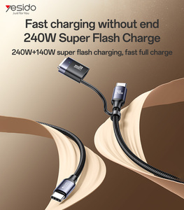 Yesido 2 metros 240W Carga rápida Tipo-<span class=keywords><strong>C</strong></span> <span class=keywords><strong>a</strong></span> Tipo-<span class=keywords><strong>C</strong></span>/<span class=keywords><strong>T</strong></span> 140W Carga magnética para IP Laptop Cable DE DATOS CA197 - Product Image 2