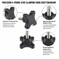 4 Pronged Knob Screw Zinc Plated Carbon Steel Metric Thread Hand Grip Bolt Equipment Adjustment