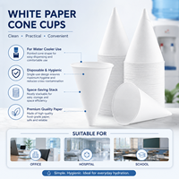 Vasos de Papel Biodegradables Desechables Ecológicos de Pared Simple, Impermeables, de PE, Tipo Cono - 4 oz, Aptos para Alimentos, para Bebidas y Helados