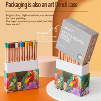 Crayons de couleur triangulaires épais de 48 couleurs, pointes colorées pour une sélection facile, crayons de dessin en bois à haute teneur en pigments dans un coffret cadeau