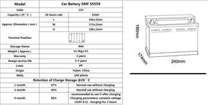 ราคาโรงงาน TCS SMF 55559 แบตเตอรี่รถยนต์ 12v 55ah ไม่ต้องบำรุงรักษา - Product Image 2