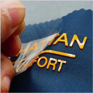 Factory Custom Rubber Patch Heat Transfer Silicone 3D Raised Effect Brand Name Embossing Logo Branding Iron On Label