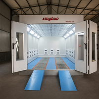 Cabines de peinture professionnelles abordables au gaz naturel 24 kW pour voitures 80 ° Cabine de peinture automobile avec double ventilateur d'admission et four de séchage
