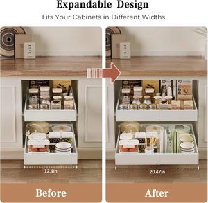 2 Packs de tiroirs coulissants extensibles pour armoires de cuisine avec nano films adhésifs. - Product Image 2