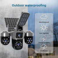 Cámara de Seguridad Exterior de 3 Lentes con Luz LED, 6MP, Seguimiento de Movimiento, Impermeable, Inalámbrica, 4G, WiFi, Solar, CCTV