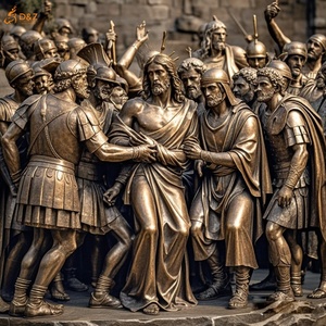 Famoso cristiano católico Metal latón tamaño real primera estación: Jesús condenó la muerte estatua Jesús 14 estaciones escultura de bronce - Product Image 3
