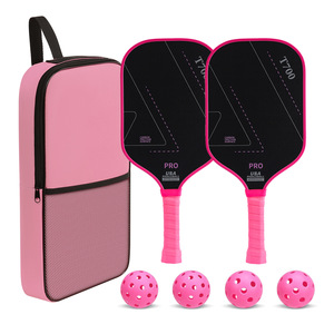 Raquette de pickleball en fibre de carbone T700 Pro, approuvée aux États-Unis, ensemble de sport d'extérieur avec sac de transport et balles - Product Image 1