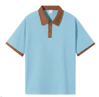 Polo de travail vintage en gros, à manches courtes, avec empiècements contrastants, style rétro streetwear, pour le golf