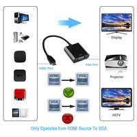 Adaptor Konverter Taipuxi 1080p 60hz HDTV ke VGA Male Female dengan Audio 3.5mm dan Power Supply Micro USB