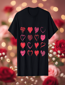 T-shirt San Valentino con motivo a cuore, unisex, vestibilità regolare, in cotone stampato, girocollo, manica corta, casual, primavera estate, in jersey - Product Image 2