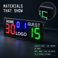 Tableau de score de tennis LED 48x18x2.3cm, caractères de 3 pouces, luminosité 3000cd, son 90dB, 1020g, charge USB Type-C, portable