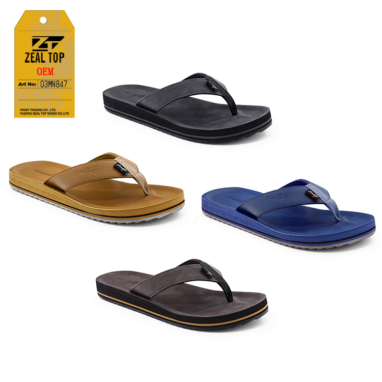 Cheap hot sale top quality PU leather flip flop rubber man slipper for sale product summer with logo