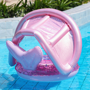 Bouée de natation sirène pour enfants de 1 à 4 ans, siège gonflable avec pare-soleil, flotteur de piscine au design original - Product Image 2