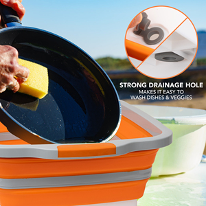Grande baignoire de préparation pliable de 16 L avec couvercle verrouillable, évier de camping pliable avec passoire, planche à découper, panier de rangement de cuisine - Product Image 4