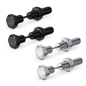 Pendientes de tornillo de acero de titanio, color negro y plateado, geométricos, punk, minimalistas, para uso diario, joyería de moda - Product Image 5