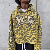 Fabricant de vêtements streetwear en molleton avec capuche zippée en fausse fourrure et lettres en chenille, graphisme vieilli, pour hommes, personnalisable OEM ODM