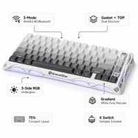 Keyboard Mekanik GravaStar K1 Pro Gradient White 75% 3 Mode BT 2.4G Gasket TOP RGB Underglow Gaming