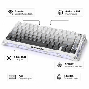 <span class=keywords><strong>Keyboard</strong></span> Mekanik GravaStar K1 Pro Gradient White 75% 3 Mode BT 2.4G Gasket TOP RGB Underglow Gaming - Product Image 4