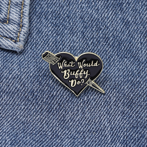 Vintage Punk alliage coeur émail broches que ferait <span class=keywords><strong>Buffy</strong></span> noir poignard coeur broche vêtements revers Badge drôle bijoux cadeaux - Product Image 4