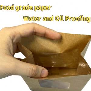 Sacs en papier kraft brun personnalisables, résistants à la graisse, avec fenêtre transparente, pour l'emballage alimentaire (pizza, lait, sushi) - Product Image 4