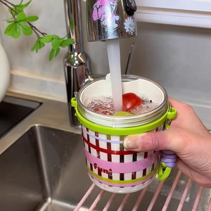 Fruit <b>Cup</b> With Lid Leak Proof <b>Large</b> Capacity Portable For Travel Outdoor Picnic Office Use Plastic Cute Design - Product Image 2