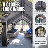 Tente gonflable familiale Coody Familia 17.2 Air - Gris - Prix usine - Tente de camping gonflable pour le glamping en plein air