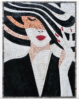 LX Stone Custom-Made Black Marble Mosaic Figure Artistique Décoration Murale Carrelage Dalle Polie pour Sol Utilisation Techniques Naturelles