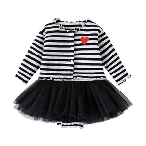 R & B abiti da neonata vestiti di cotone pagliaccetto estivo da principessa festa senza maniche gonna da arrampicata e cappotto due pezzi - Product Image 3