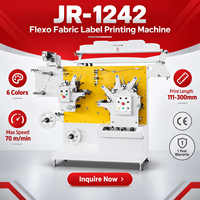 Machine d'impression flexographique pour étiquettes tissées JR-1242, fournie par l'usine, longueur d'impression 111-300 mm, certifiée CE, avec garantie d'un an