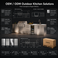 Station de préparation extérieure modulaire noire moderne avec évier intégré et refroidisseur de boissons pour cuisine extérieure de jardin