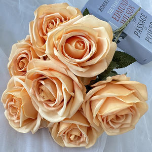 باقات حريرية من شجيرة الزهور الاصطناعية برعم الورد الوردي 7 رؤوس عالية الجودة لديكورات عيد الحب عينة مجانية متاحة - Product Image 3