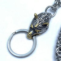 Celana panjang baja tahan karat kuat untuk pria kualitas tinggi baru rantai keren Norse God Odin Wolf rantai Dompet (TC133)