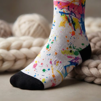 Chaussettes d'été pour hommes, personnalisées avec logo, tie-dye, asymétriques, effet éclaboussures de peinture, graffiti arc-en-ciel, pour skateboard, vente en gros
