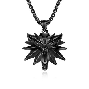 Collar de Cabeza de Lobo de <span class=keywords><strong>Witcher</strong></span> 3 con Diamantes y Cadena de Bambú - Joyería de Cazador de Demonios - Product Image 5