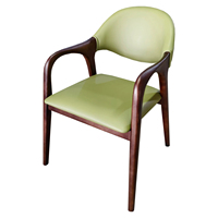 Chaise de salle à manger en bois massif de style nordique moderne JP, design ergonomique, revêtement en cuir, dossier léger avec coussin, mobilier d'intérieur d'usine