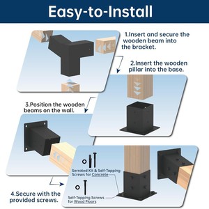 Ensemble <span class=keywords><strong>de</strong></span> supports <span class=keywords><strong>de</strong></span> pergola 4x4 Premium comprenant 90 pièces °   Supports d'angle et bases <span class=keywords><strong>de</strong></span> poteaux, kit <span class=keywords><strong>de</strong></span> pergola facile à assembler pour <span class=keywords><strong>jardin</strong></span>, terrasse - Product Image 5
