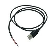 Cable de Carga USB 22AWG con Cubierta Trenzada de 30cm-1m, Cable de Alimentación DIY, Conector USB Macho Tipo A a Cable Desnudo de 2 Pines, 12V 5A