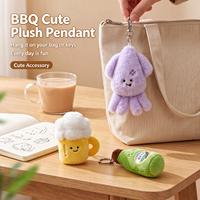 Porte-clés fantaisie en peluche, breloque calmar, bière et barbecue, pendentif amusant pour sac, pour adultes, amis, cadeau de fête, de bar ou de pub
