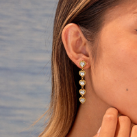 Pendientes de Corazón Románticos KITI, Hipoalergénicos, de Acero Inoxidable, con Circonita Cúbica Brillante, Chapados en Oro PVD, Regalo de Joyería