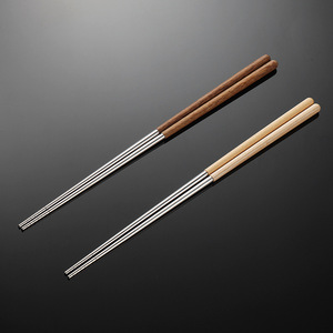 Cocina <span class=keywords><strong>Restaurante</strong></span> 304 Acero inoxidable Palillos largos de cocina Mango de madera Olla caliente Freír Fideos Utensilios - Product Image 2
