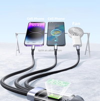 Câble de charge rapide 3-en-2 en nylon Type-C 1,2 m 100 W avec lumière LED pour ordinateur et imprimante – Disponible en magasin