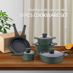 Sartén de Cocina de Inducción, juego de utensilios de cocina antiadherentes de aluminio, fundido a presión, 10 Uds. - Product Image 2