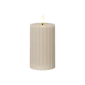 Star Trading LED Wachskerze Flamme Stripe Batterie Timer 15x7,5cm beige - Product Image 1