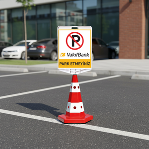Vakfbank Logo Double-Sided Printed Traffic Cone Set Roadway Safety & Traffic Barrier Product - Product Image 3