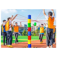 Jeu de construction de tours collaboratives pour 8 à 10 joueurs avec cordes, équipement de sport et d'entraînement de coordination pour l'extérieur