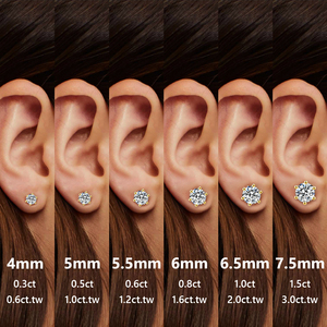 Boucles <span class=keywords><strong>d</strong></span>'oreilles en <span class=keywords><strong>diamant</strong></span> de luxe 3ct 2ct 1ct, argent sterling 925, bijoux pour femmes, plaqué or 14 carats, certificat VVS GRA, moissanite, pour hommes - Product Image 6