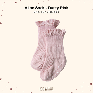 Calcetines elásticos de color rosa polvoriento con tela suave, transpirables y con soporte flexible que mantienen los pies pequeños cómodos en todo momento. - Product Image 1